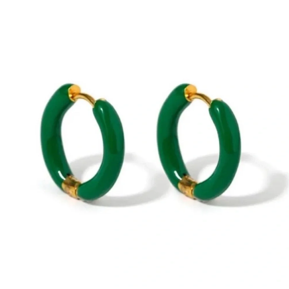 New! Free People Green Huggie Earrings (3035) NWOT